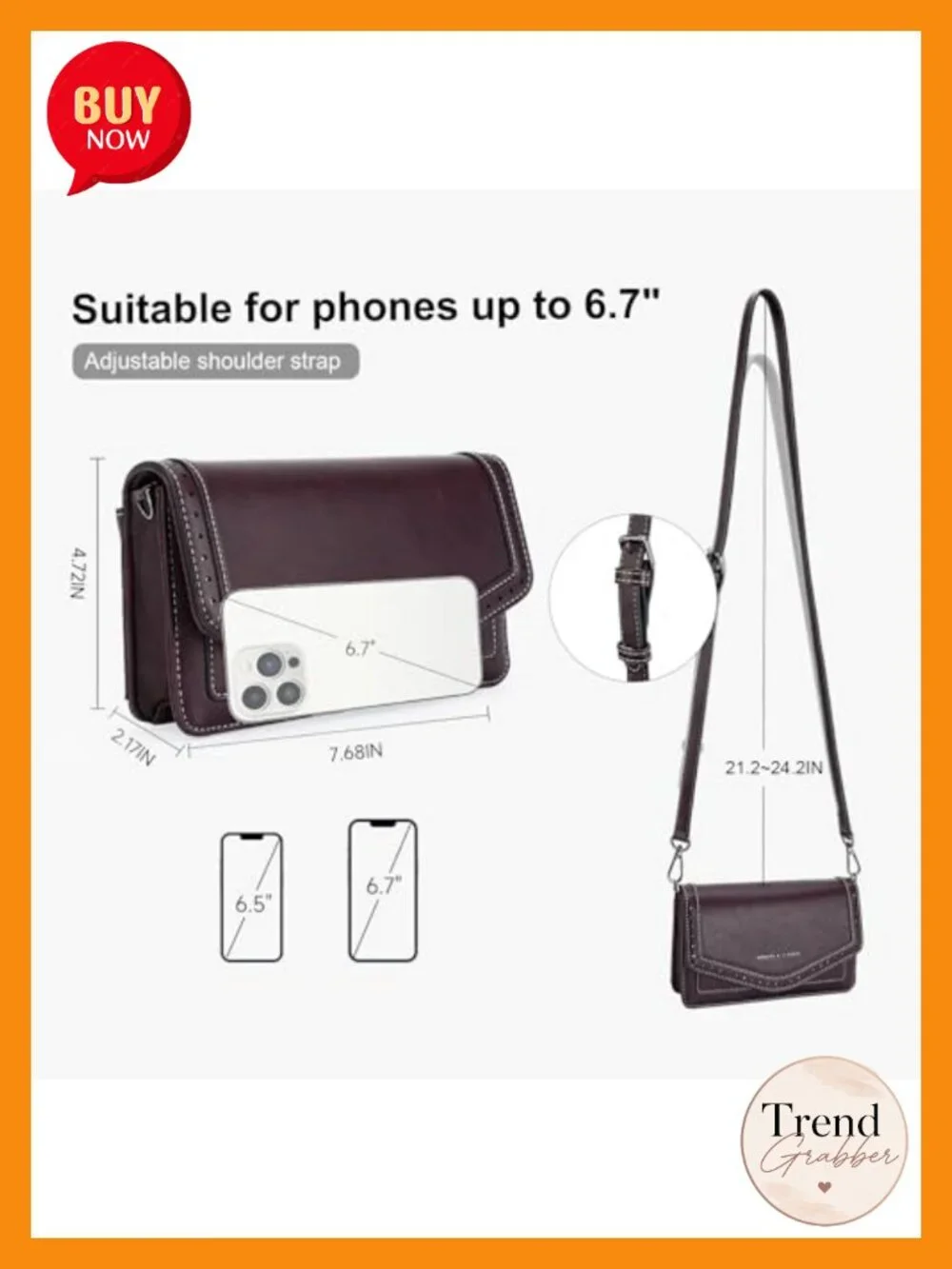 Vegan Leather Crossbody Bag Lightweight Shoulder Handbag Purse with Rhinestone